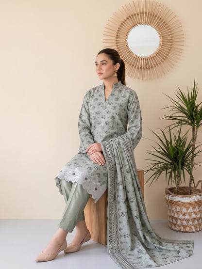 QAINAAT V1 3pcs Un-Stitched Emb Dhanak [D-6552]
