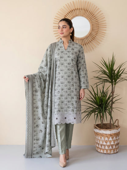 QAINAAT V1 3pcs Un-Stitched Emb Dhanak [D-6552]