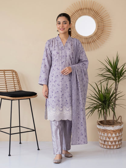 QAINAAT V2 3pcs Un-Stitched Emb Dhanak [D-6556]