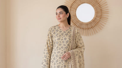 QAINAAT V2 3pcs Un-Stitched Emb Dhanak [D-6553]