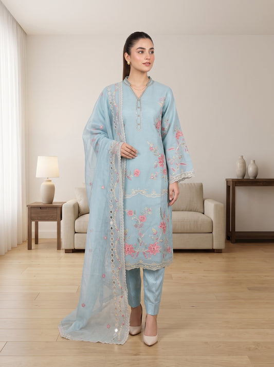 ARIBA 3pcs Stitched Fancy Emb Khaddi [D-5843]