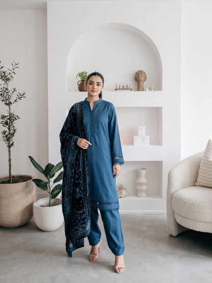 AERIS 3pcs Stitched Jacquard Dhanak [D-6748]
