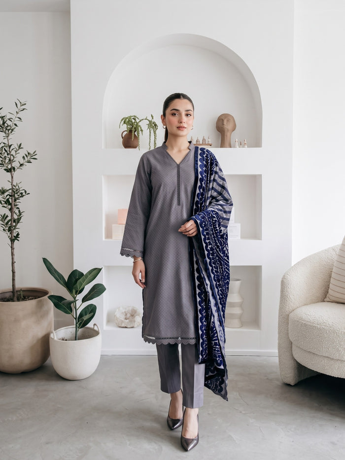 AERIS 3pcs Stitched Jacquard Dhanak [D-6749]