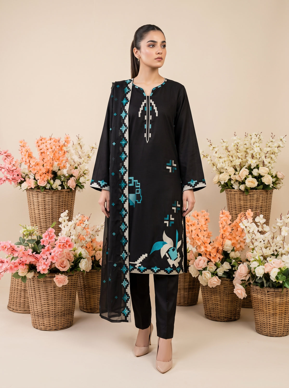 ZERANE 3pcs Un-Stitched Emb Viscose [D-5953]