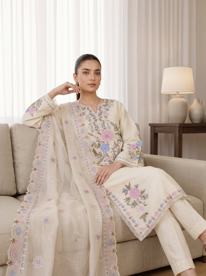 ARIBA 3pcs Stitched Fancy Emb Khaddi [D-5846]