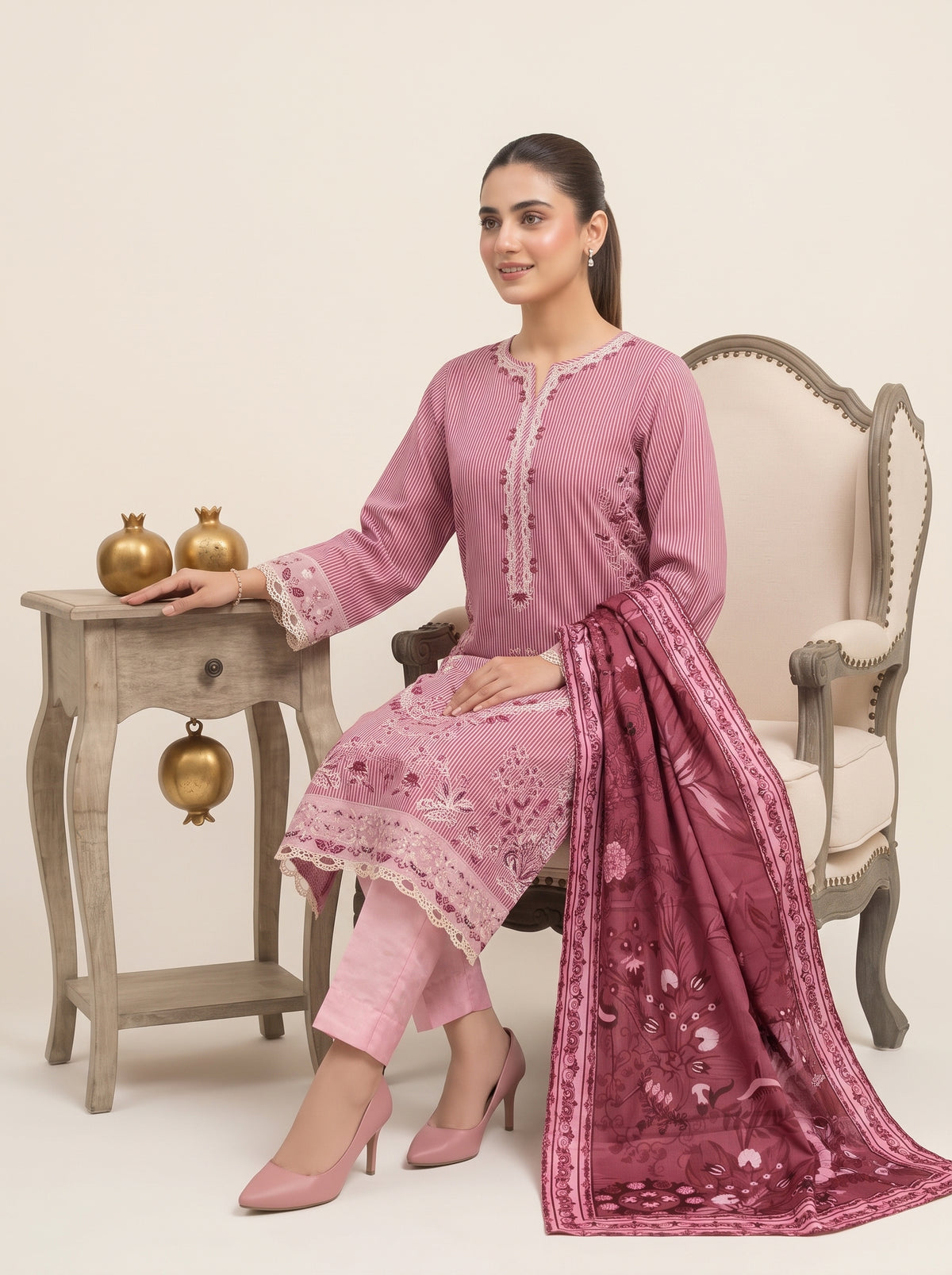 SOULAY 3pcs Un-Stitched Emb Viscose [D-6153]