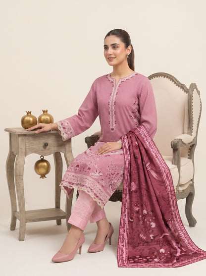 SOULAY 3pcs Un-Stitched Emb Viscose [D-6153]