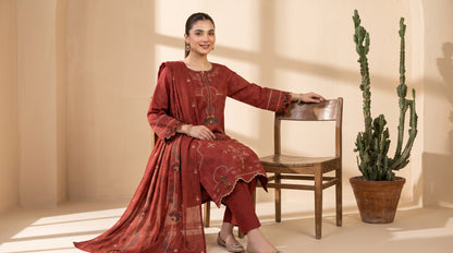 MARJAAN 3pcs Un-Stitched Emb Dhanak [D-5881]