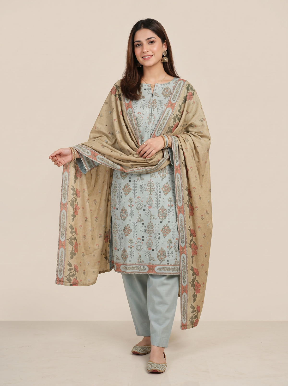 GHAZAL 3pcs Stitched Printed Khaddar [D-6143]
