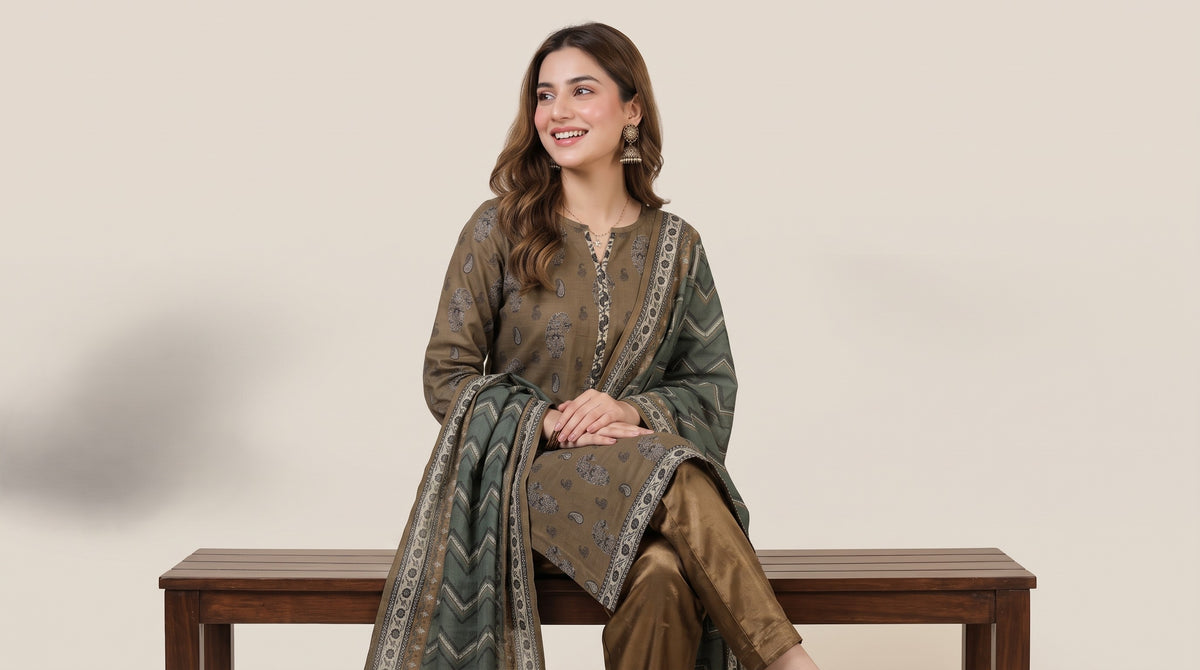 GHAZAL 3pcs Stitched Printed Khaddar [D-6267]