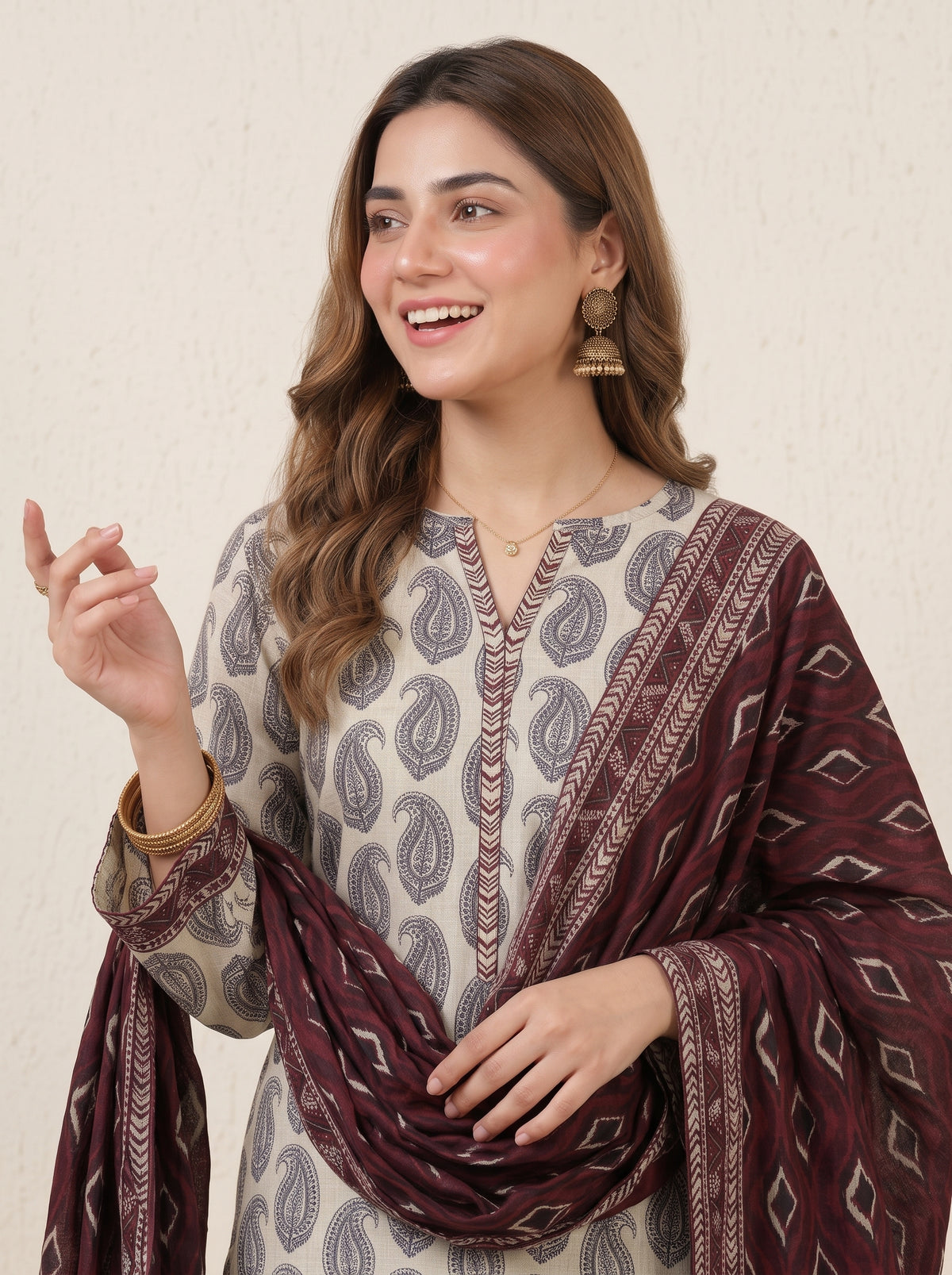 KIRAN 3pcs Stitched Printed Khaddar [D-6288]