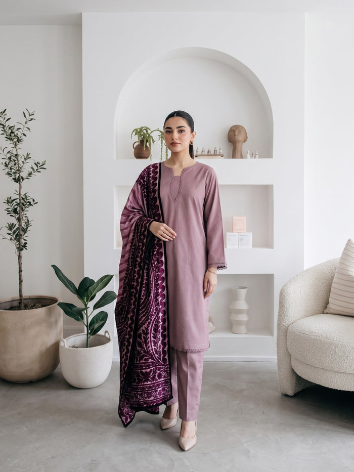 AERIS 3pcs Stitched Jacquard Dhanak [D-6744]