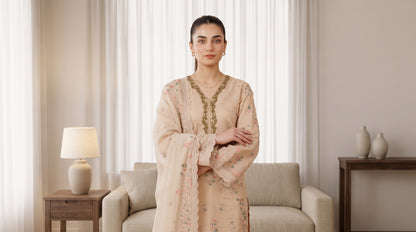 ARIBA 3pcs Stitched Fancy Emb Khaddi [D-5847]