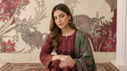 INARA 3pcs Un-Stitched Emb Viscose [D-6215]