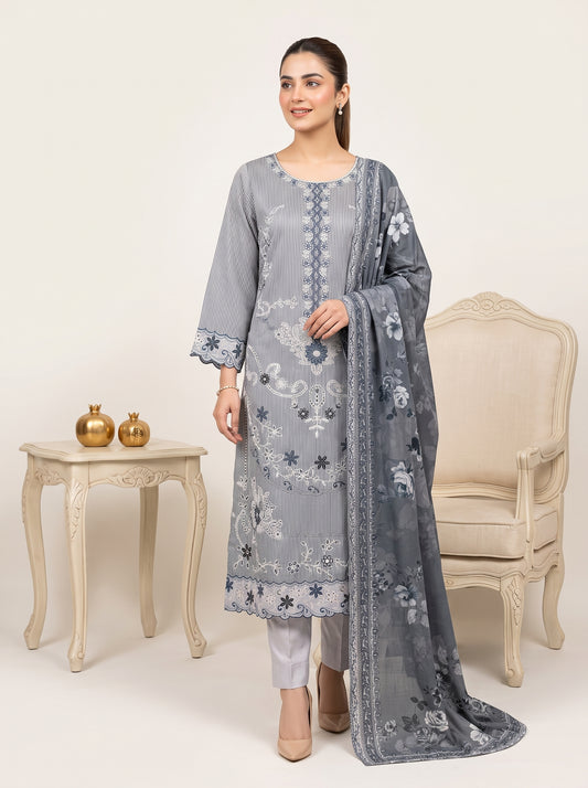 SOULAY 3pcs Un-Stitched Emb Viscose [D-6154]