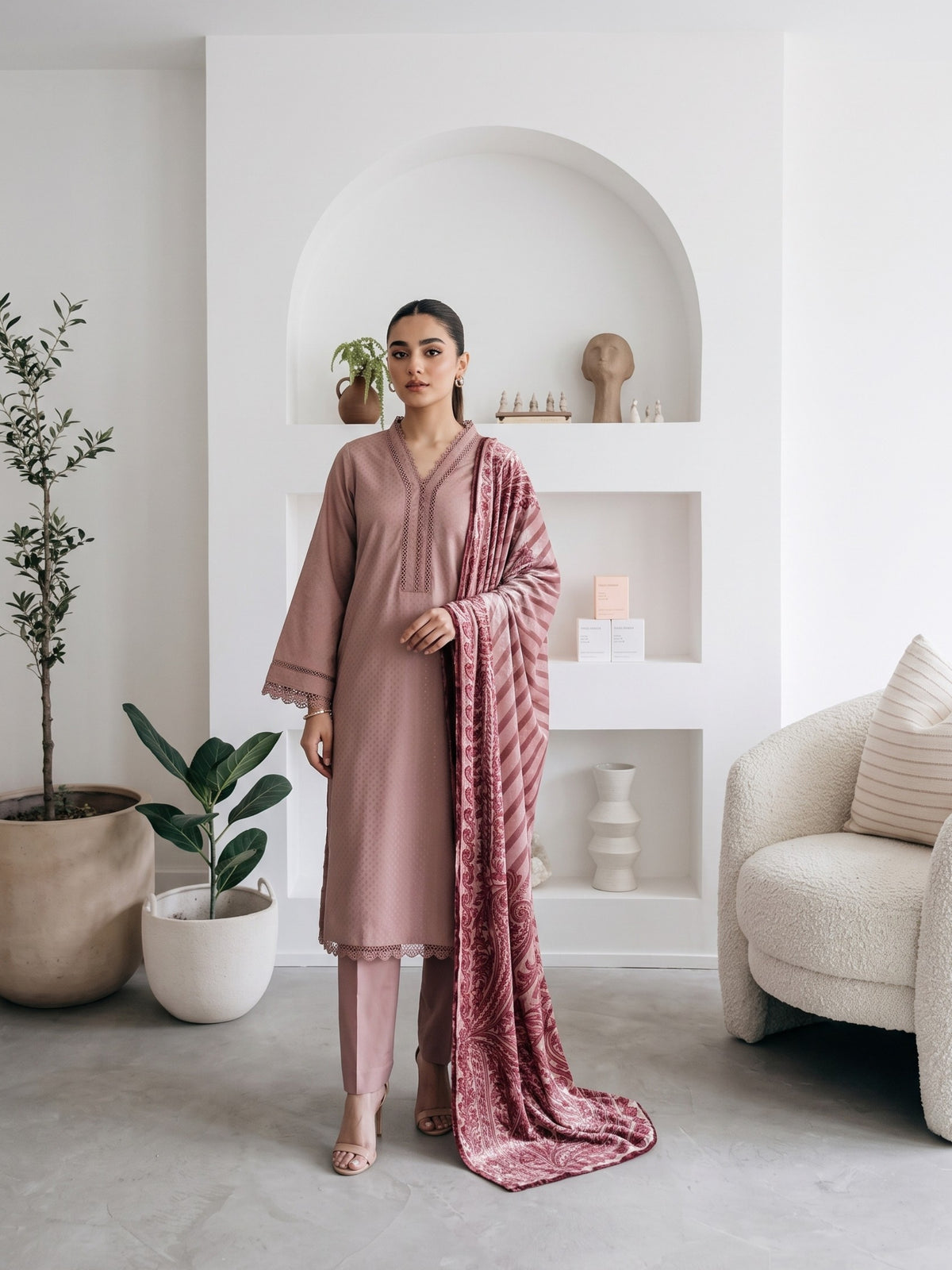 AERIS 3pcs Stitched Jacquard Dhanak [D-6745]