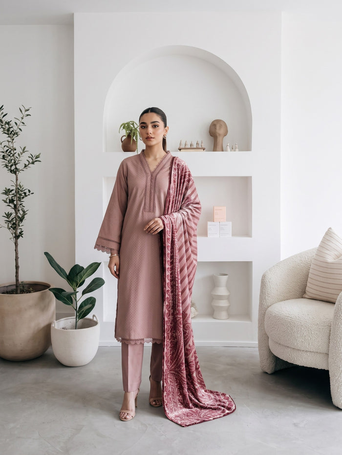 AERIS 3pcs Stitched Jacquard Dhanak [D-6745]