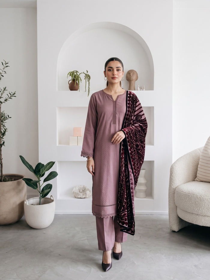AERIS 3pcs Stitched Jacquard Dhanak [D-6746]