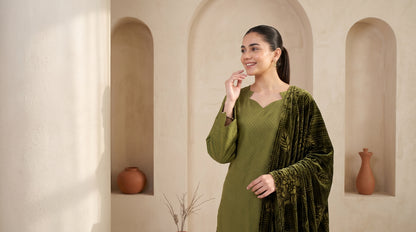 ZAUQ 3pcs Un-Stitched Emb Dhanak [D-6650]