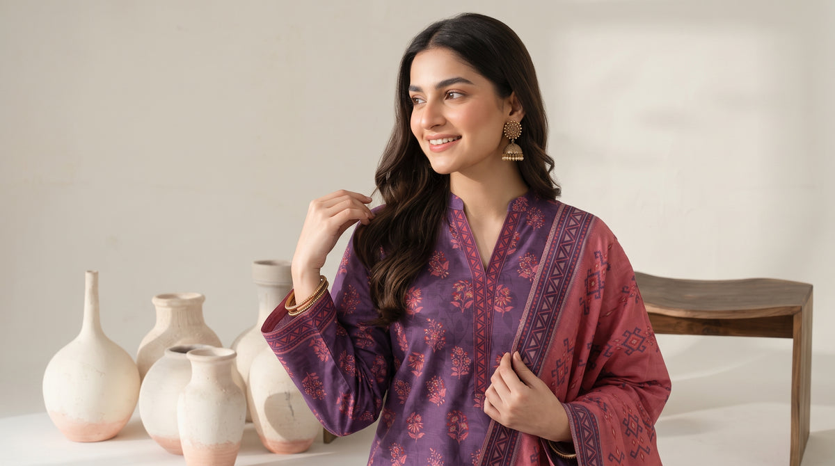 RESHAM 3pcs Un-Stitched Printed Khaddar [D-6287]