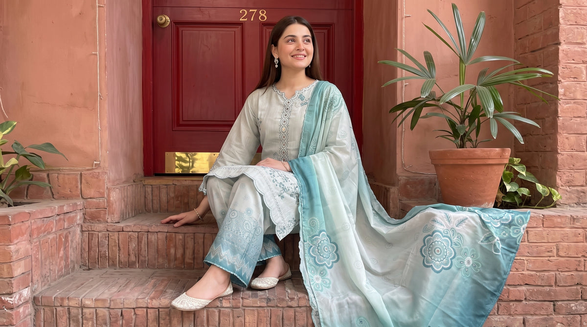 NAZIK 3pcs Stitched Emb Khaddi [D-1796]