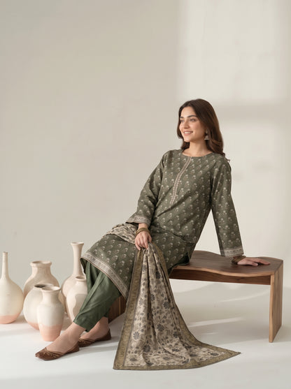 RESHAM 3pcs Un-Stitched Printed Khaddar [D-6284]