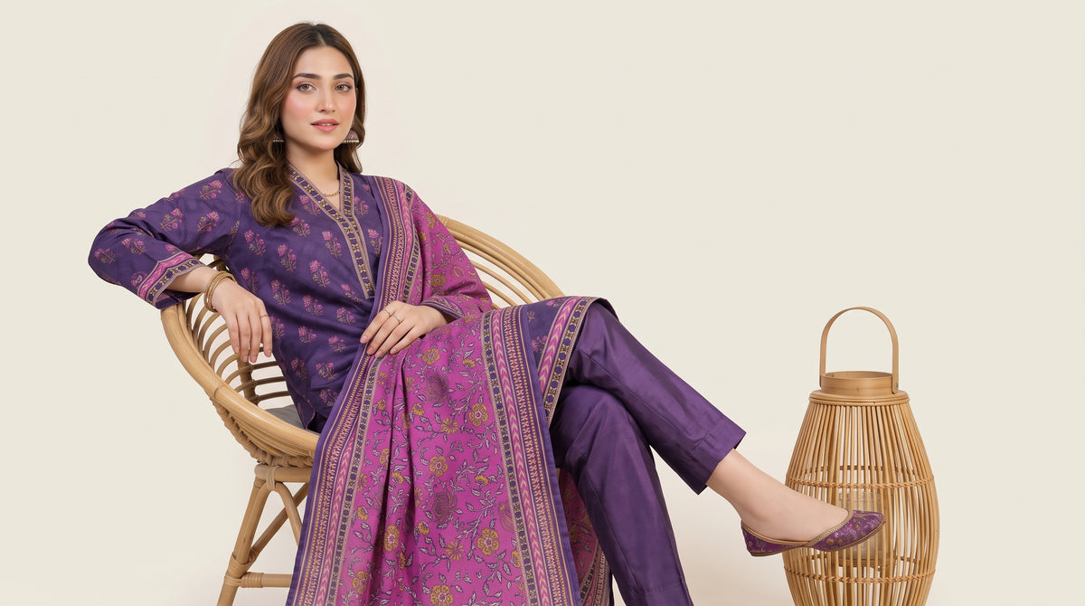 SILSILA 3pcs Un-Stitched Printed Khaddar [D-6275]