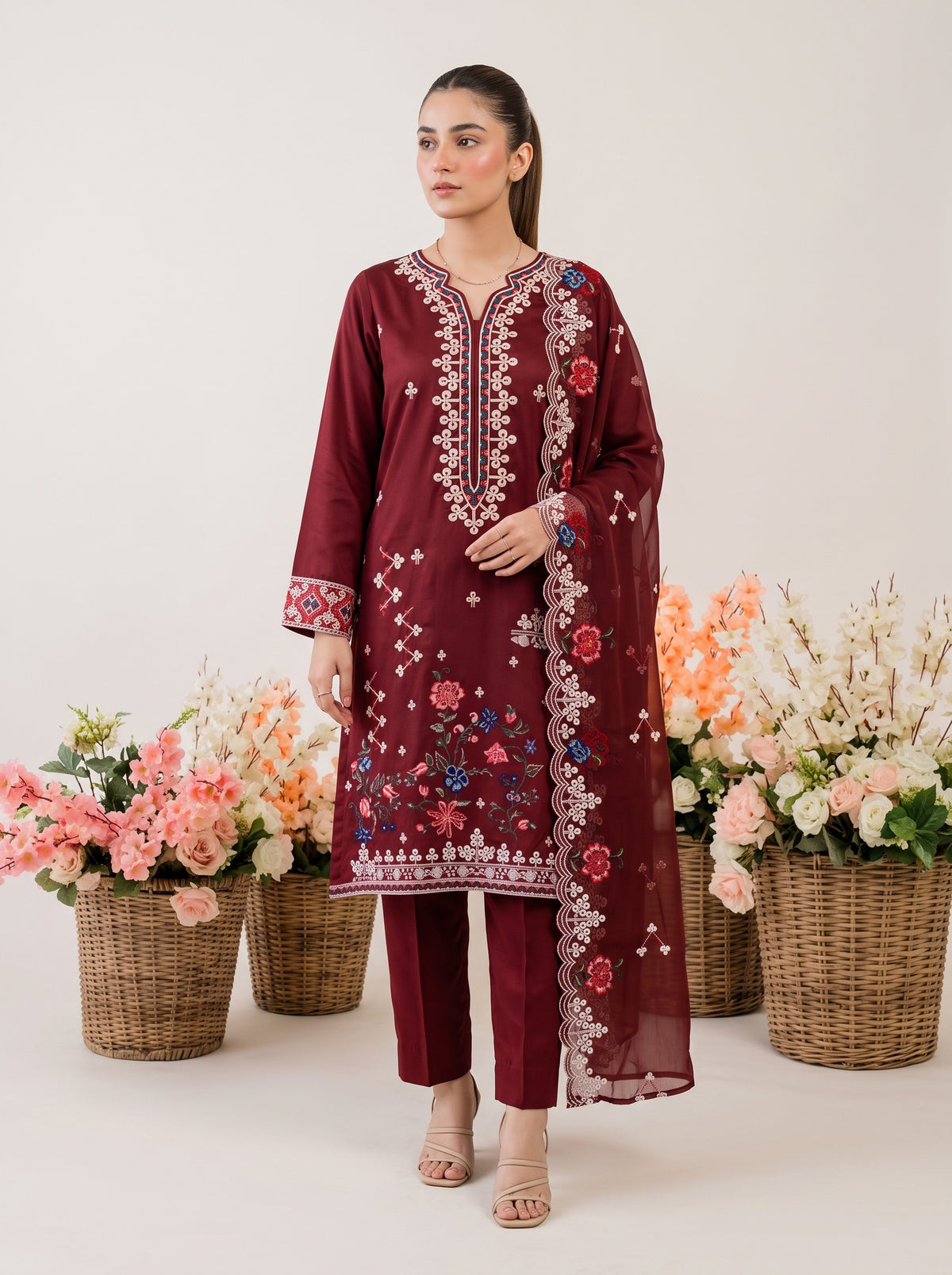 ZERANE 3pcs Un-Stitched Emb Viscose [D-5949]