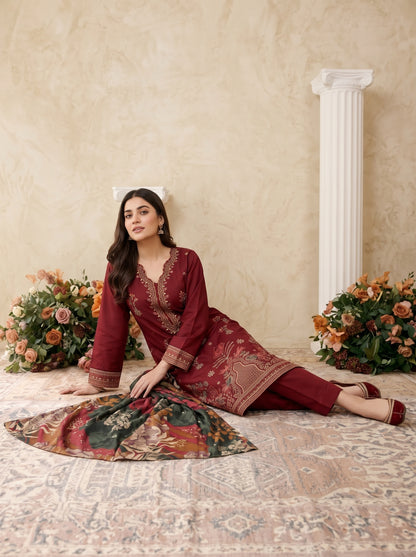 INARA 3pcs Un-Stitched Emb Viscose [D-6214]