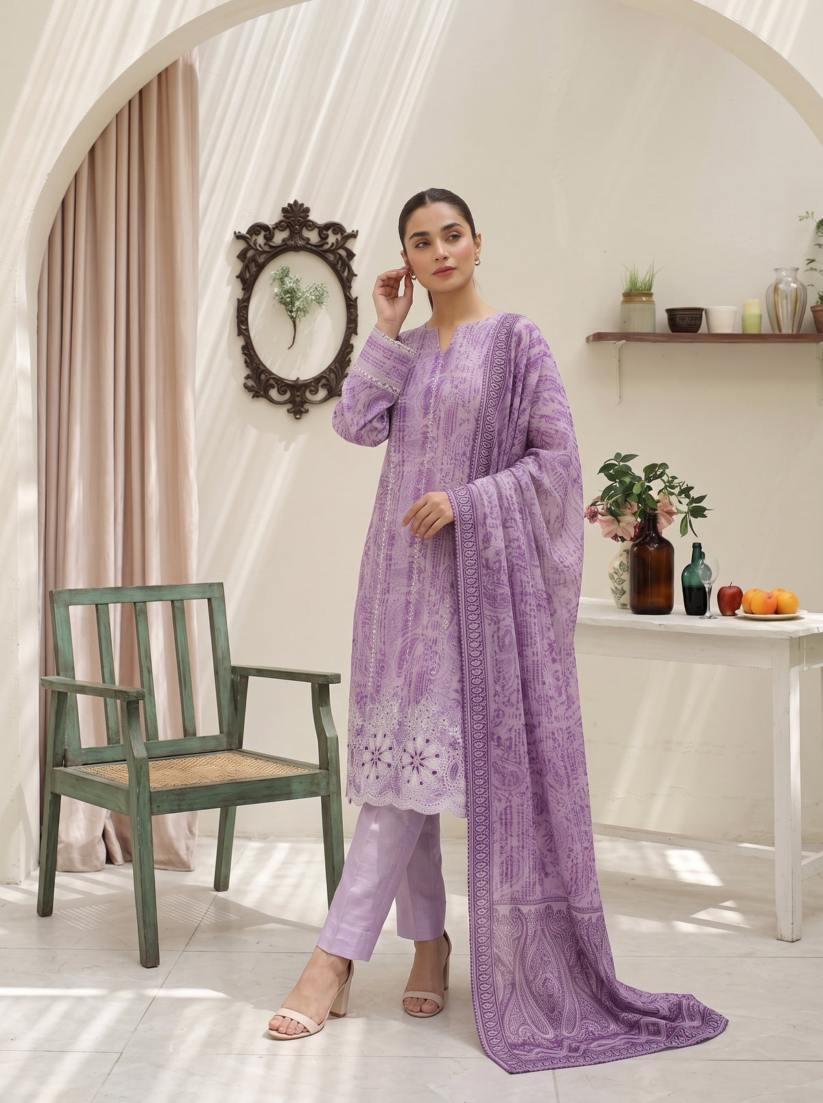 SAHAR 3pcs Un-Stitched Emb Viscose [D-6608]