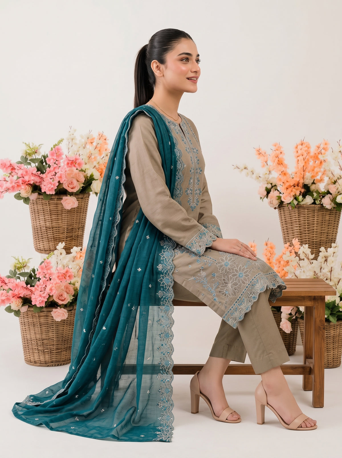 ZERANE 3pcs Un-Stitched Emb Viscose [D-5963]