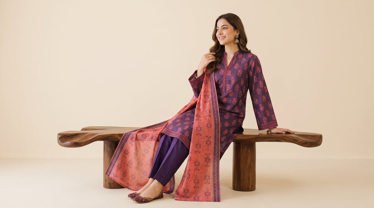 KIRAN 3pcs Stitched Printed Khaddar [D-6287]