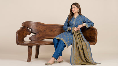 GHAZAL 3pcs Stitched Printed Khaddar [D-6271]