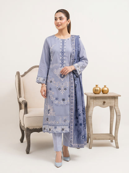SOULAY 3pcs Un-Stitched Emb Viscose [D-6158]