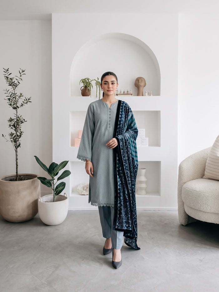 AERIS 3pcs Stitched Jacquard Dhanak [D-6747]