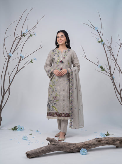 ZARAFAT 3pcs Semi-Stitched Emb Lawn [D-4816]