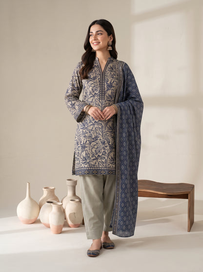 RESHAM 3pcs Un-Stitched Printed Khaddar [D-6285]
