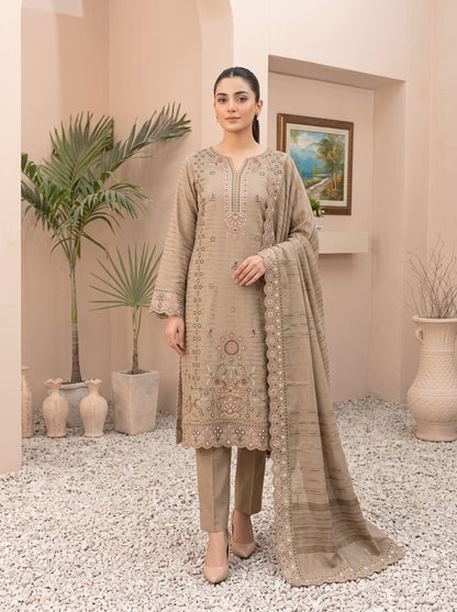 MEENA 3pcs Un-Stitched  Embroidered Dhanak [D-6306]