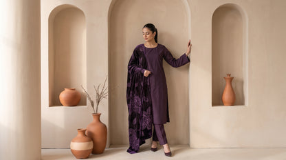 ZAUQ 3pcs Un-Stitched Emb Dhanak [D-6649]