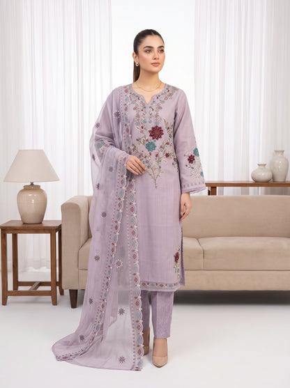 ARIBA 3pcs Stitched Fancy Emb Khaddi [D-5845]