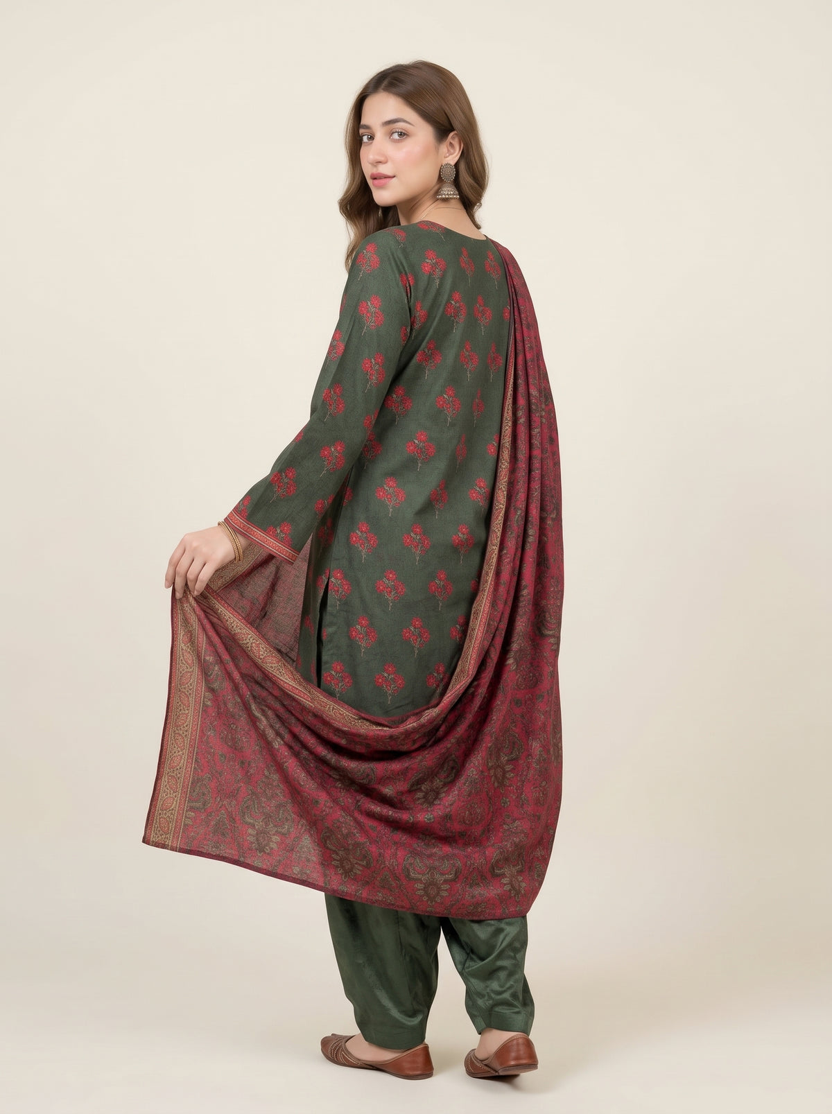 JHOOM 3pcs Stitched Printed Khaddar [D-6289]