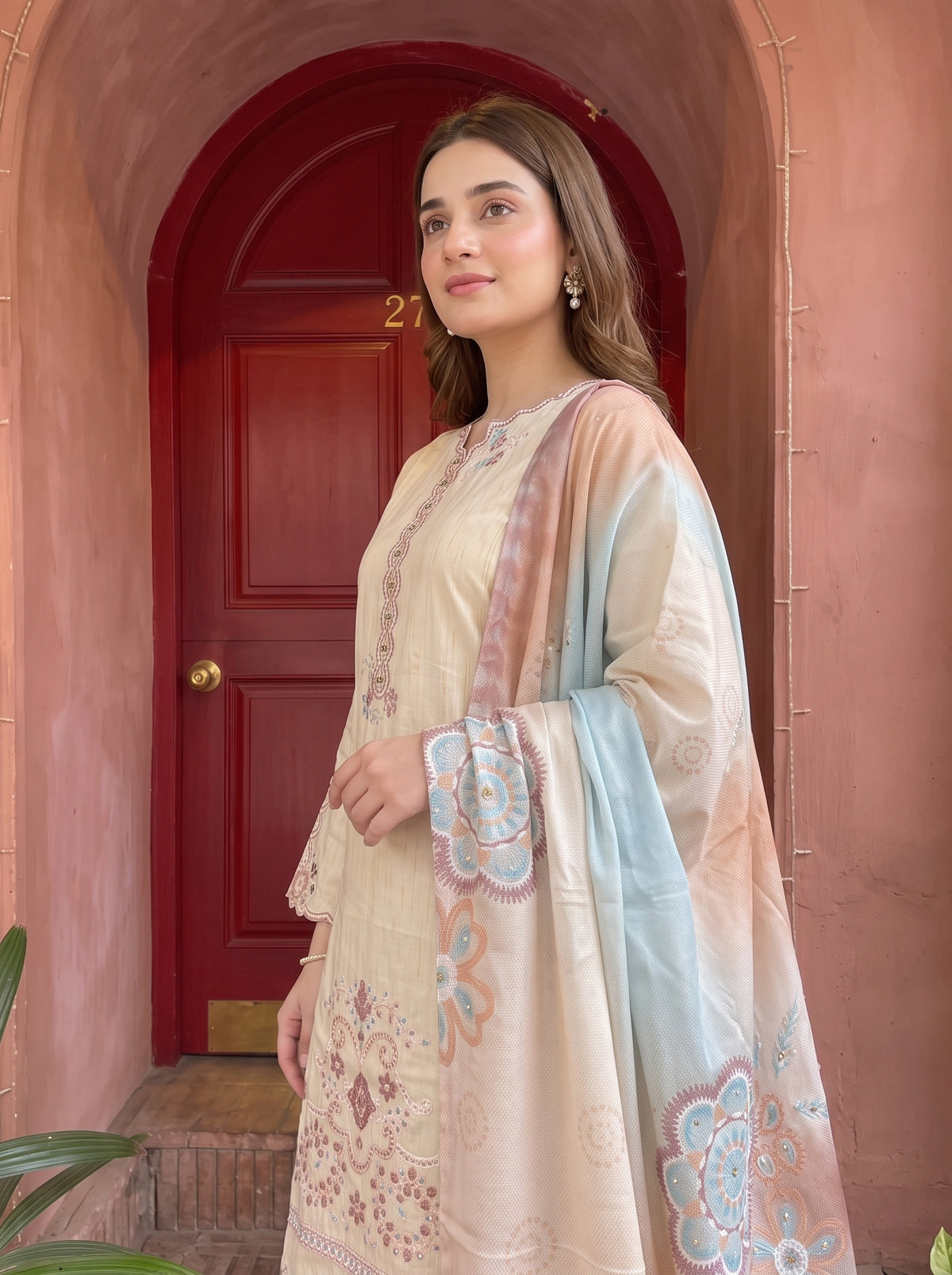 NAZIK 3pcs Stitched Emb Khaddi [D-1798]