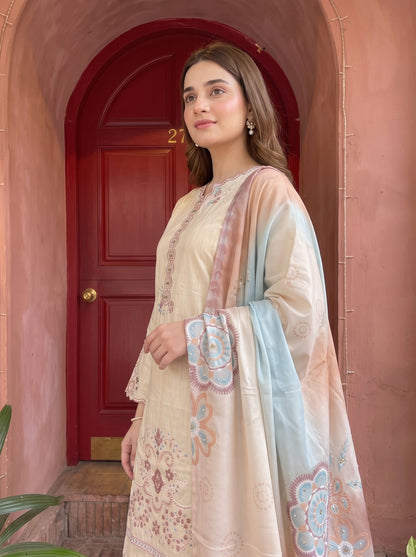 NAZIK 3pcs Stitched Emb Khaddi [D-1798]