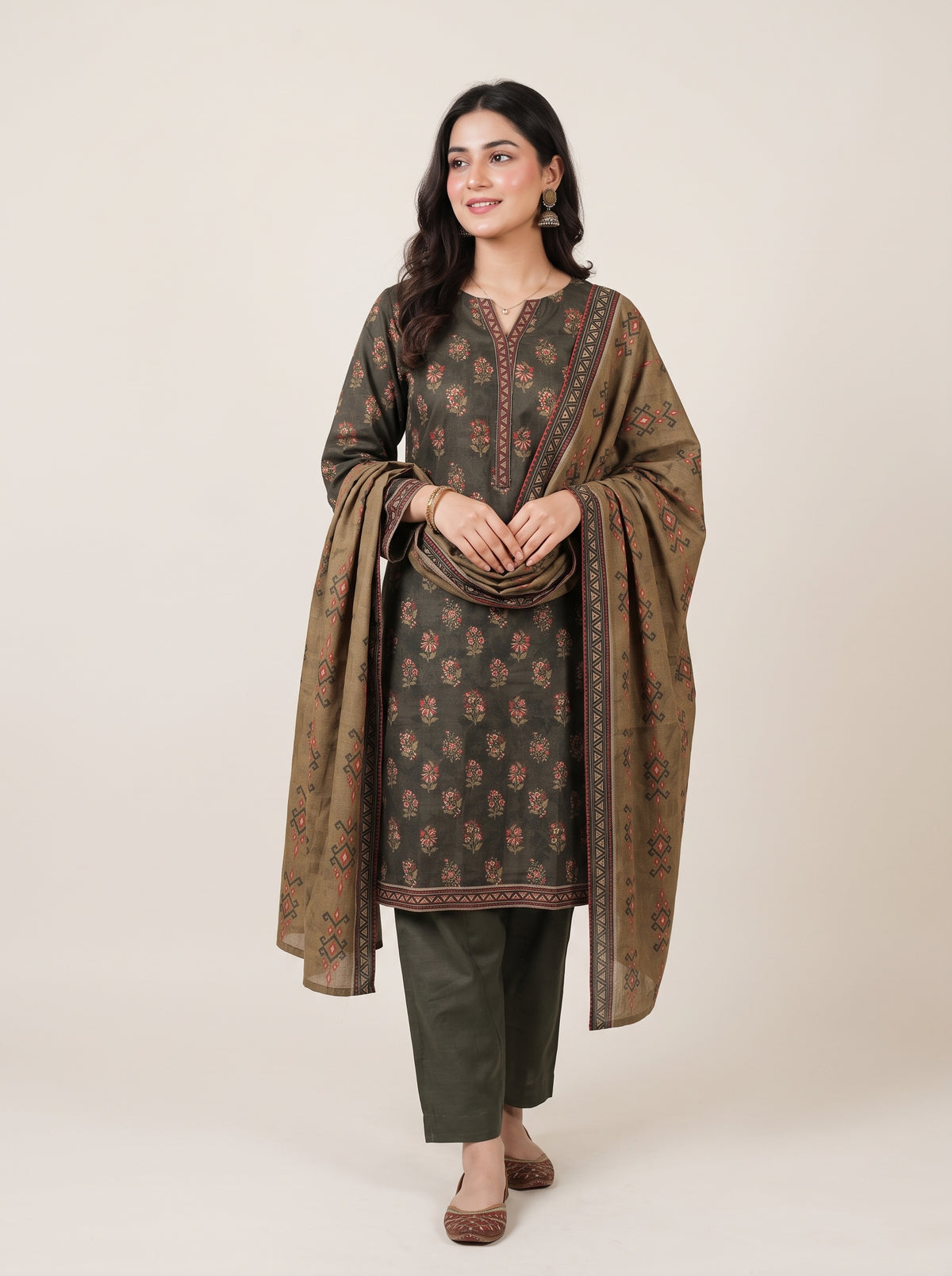 KIRAN 3pcs Stitched Printed Khaddar [D-6286]