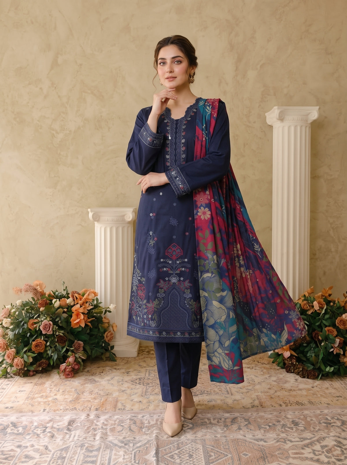 INARA 3pcs Un-Stitched Emb Viscose [D-6211]