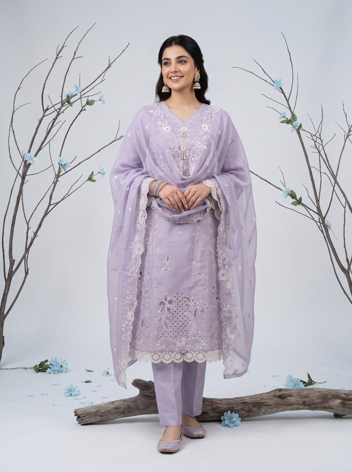 ZARAFAT 3pcs Semi-Stitched Emb Lawn [D-4819]