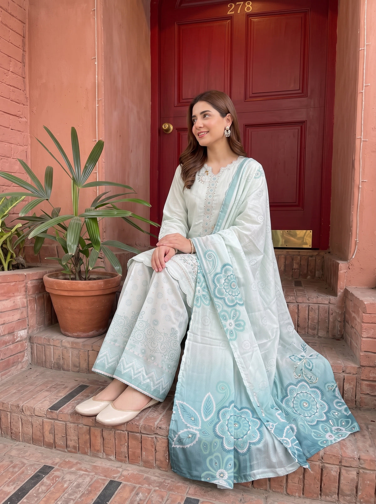 NAZIK 3pcs Stitched Emb Khaddi [D-1795]