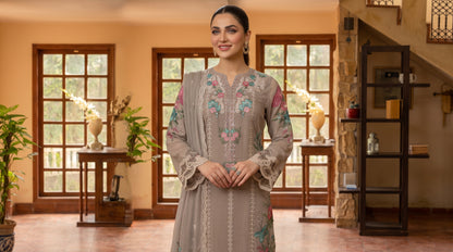 ZAFIELLE 3pcs Semi-Stitched Emb Chiffon [D-5104]