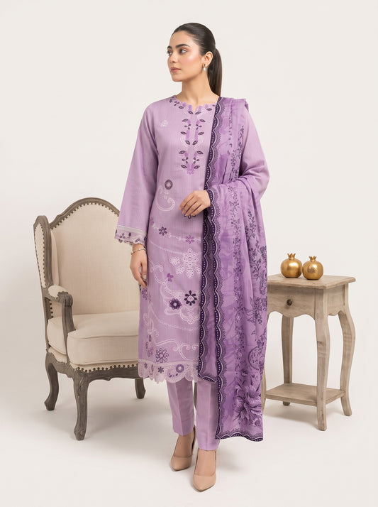 SOULAY 3pcs Un-Stitched Emb Viscose [D-6155]