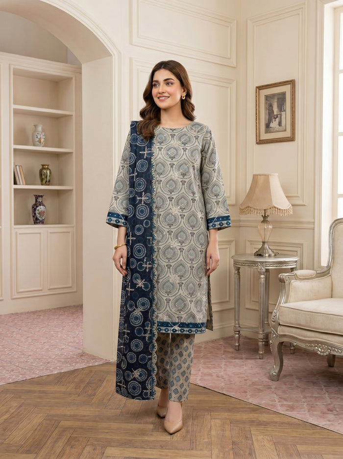 MARIUM 3pcs Un-Stitched Emb Printed Lawn [D-4140]